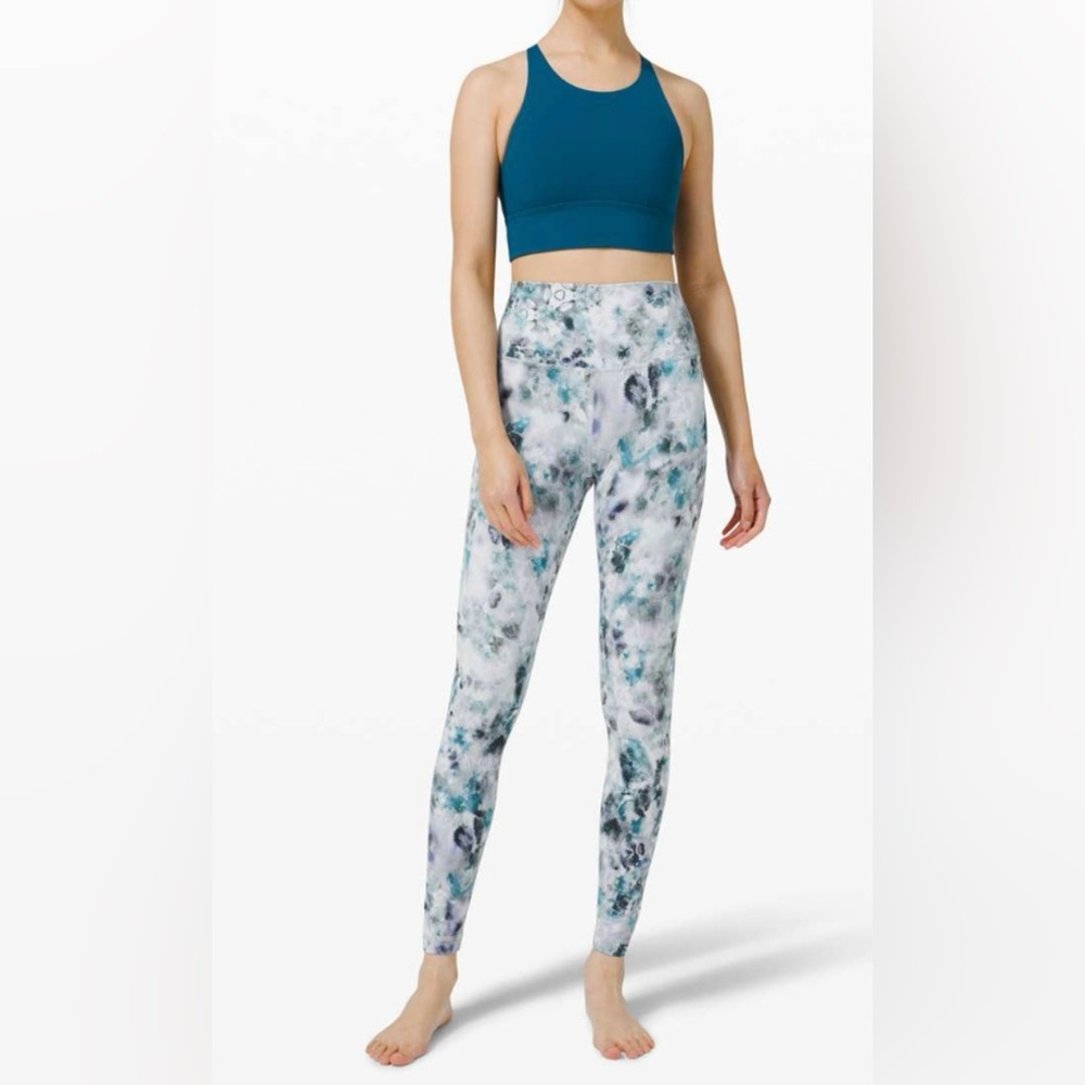 Lululemon Align High Rise Leggings 28” Inseam In  Floral Abstract Blue Size 0